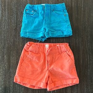 2 Shorts GAP Girls Orange Shorts 6 and Vigoss Aqua Jean Shorts Girls 6X